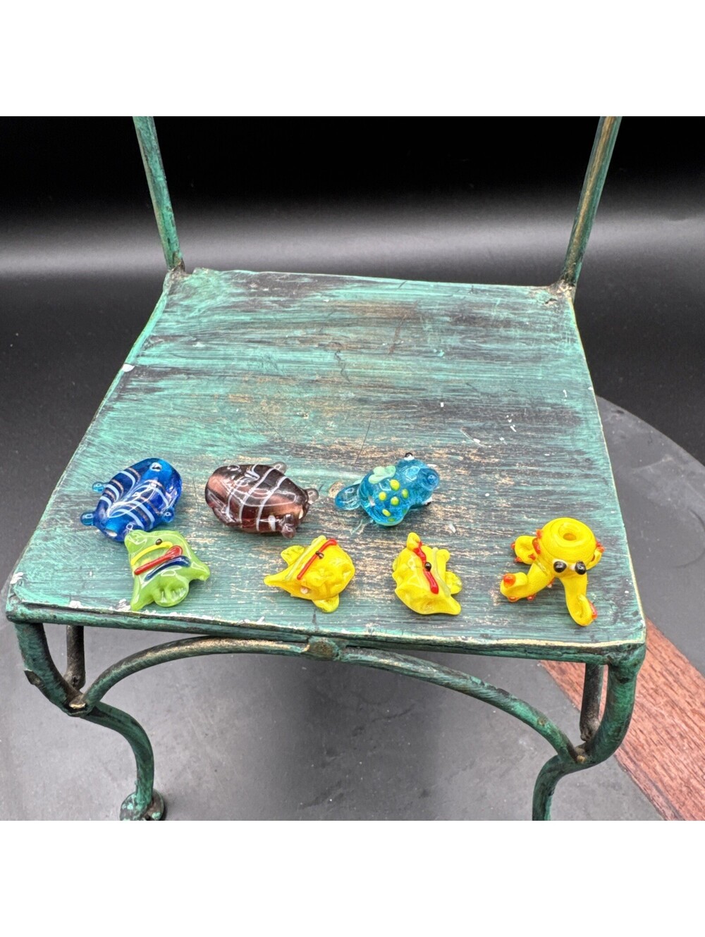 Lot Of  7 Glass Fish/Ocean Beads Cute Crafting Sewing Soft Girl Boho Multicolor